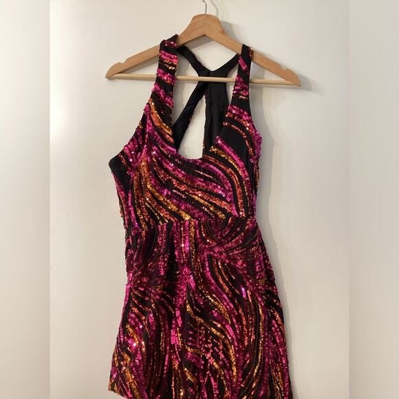 Halpern Sequined One Shoulder Tulle  Mini dress - Picture 6 of 16